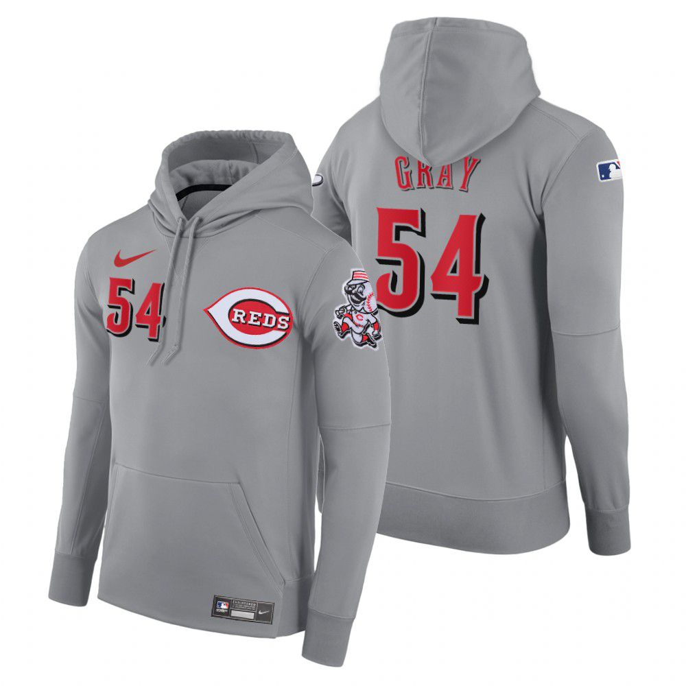 Cheap Men Cincinnati Reds 54 Gray gray road hoodie 2021 MLB Nike Jerseys